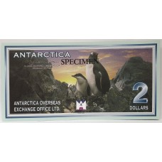 ANTARTICA 1999 . TWO 2  DOLLARS . SPECIMEN BANKNOTE